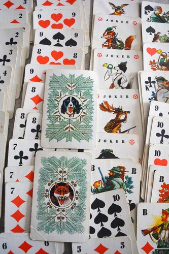 Alte spielkarten jagtmotiv - alte,
